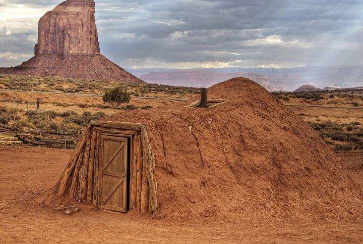 Hogan Dwellings Stood Near The Cliffs
