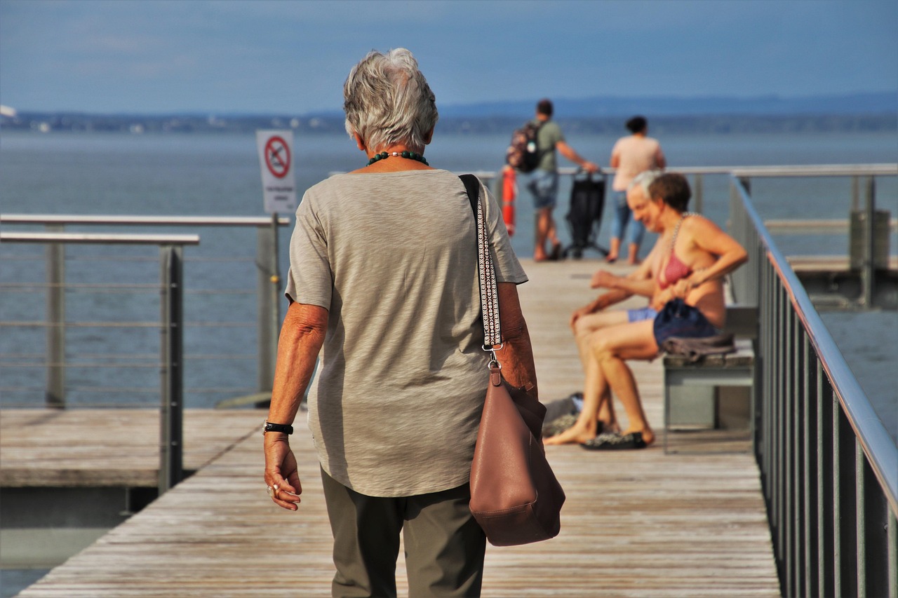 bodensee, lake, older person, nature, the pier, relaxation, senior, holiday, perspective, peace of mind, water, walk, rest, clothing, vacations, the person, gray hair, head, looking for, people, thinking, lonely, meeting, gray, quiet, alone