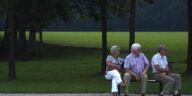 old people, park, elderly, park bench