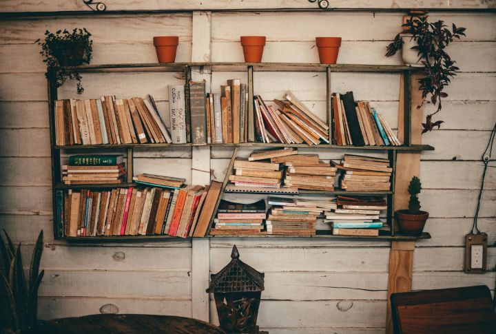 Bookshelves Overflowing With Personal Libraries