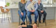 family, portrait, animal, kitchen, dog, pet, home, love, indoors