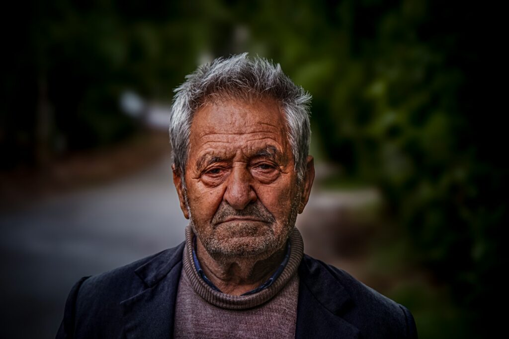 a man with a serious look on his face