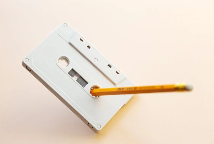 Fixing A Cassette Tape With A Pencil